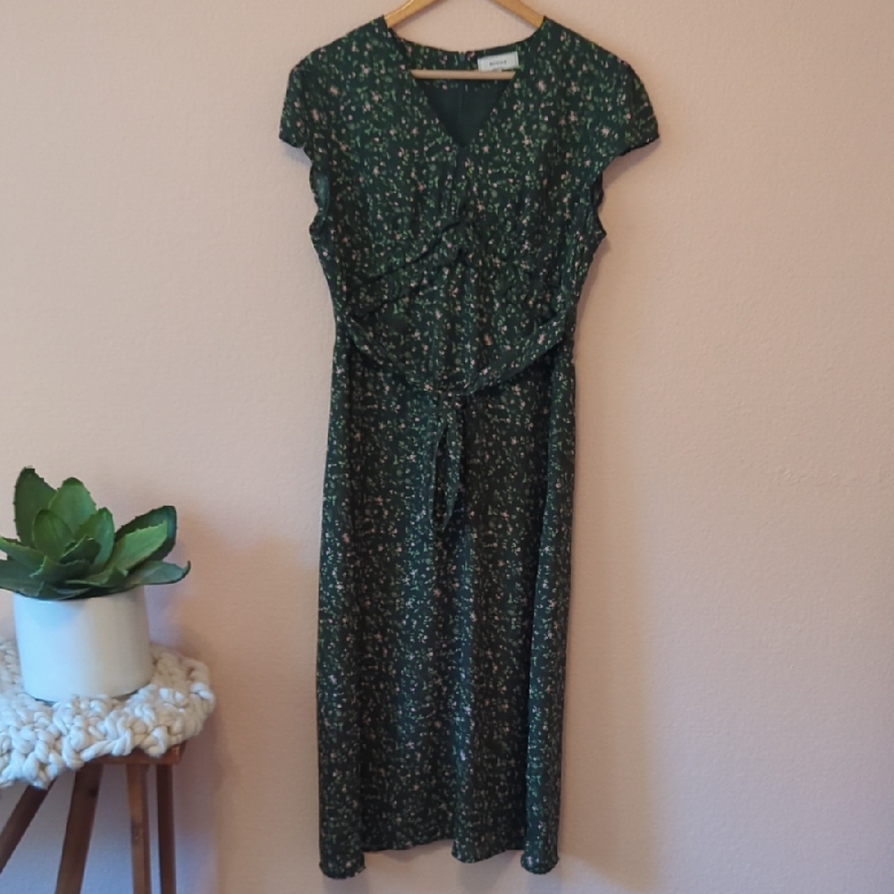 RIHOAS Green Floral Midi Dress